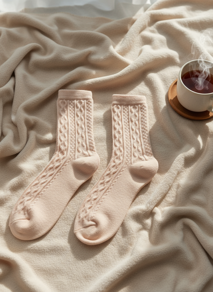 Damskie skarpety Cozy – ciepłe warkoczowe